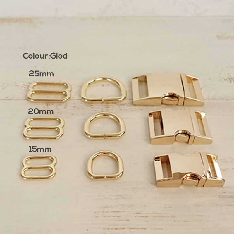 1 Juego (hebilla de metal + hebilla de ajuste + anillo D) hebilla de metal chapada en medio ambiente aleación de Zinc diy collares para perros accesorio 3 colores - imagen 3