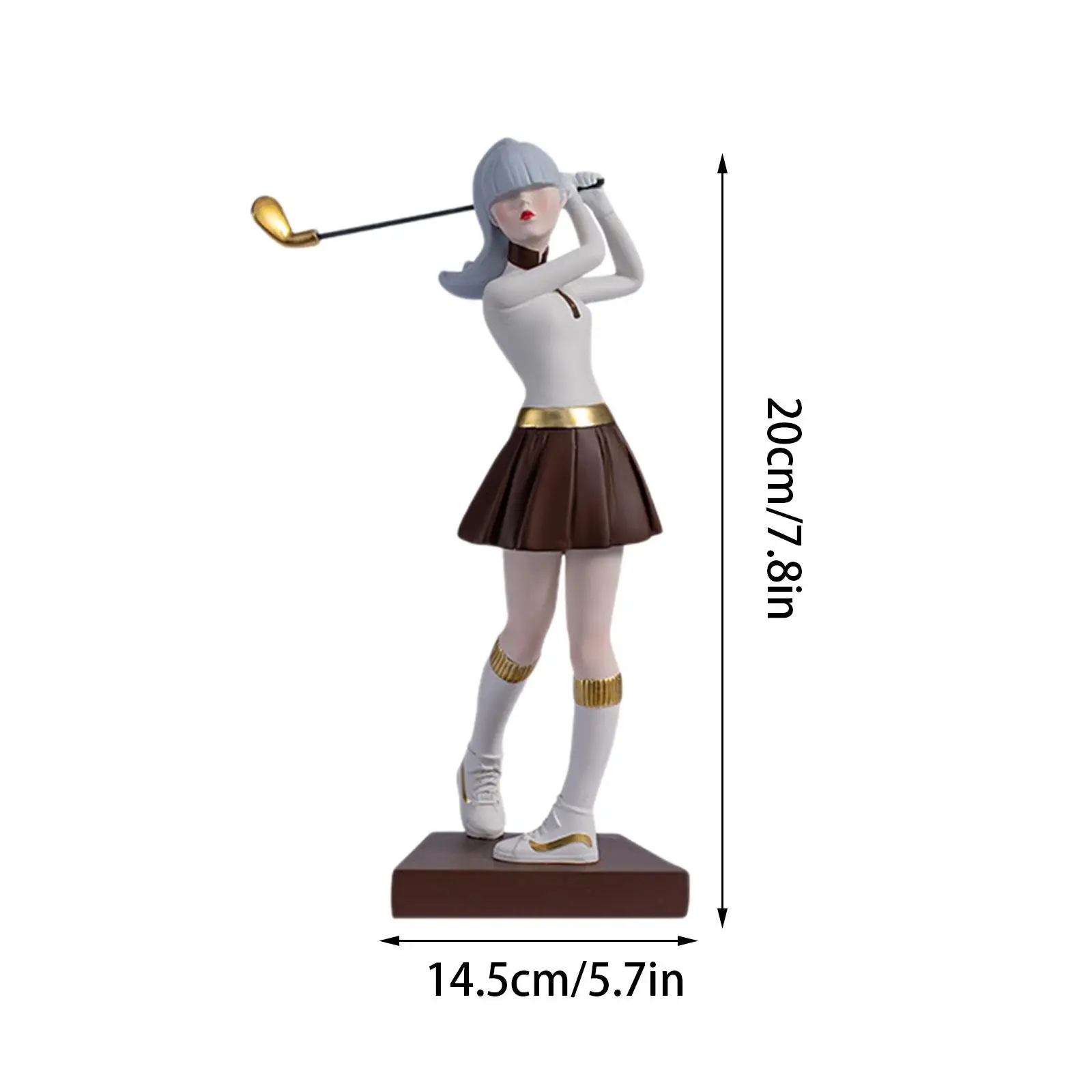 Lady Golfer Statue Birthday Gift Resin Decorative Table Centerpiece Golfer Figurine for Dorm Restaurant Cabinet Desk Home Decor