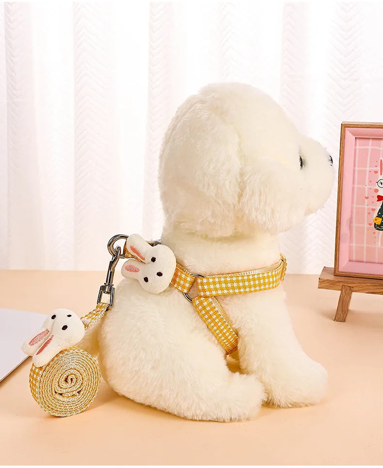 Arnés para perros pequeños y gatos, Collar ajustable para gatitos, arnés para mascotas con juego de correa, chaleco de pecho a cuadros, correa, accesorios para cables para perros - imagen 5