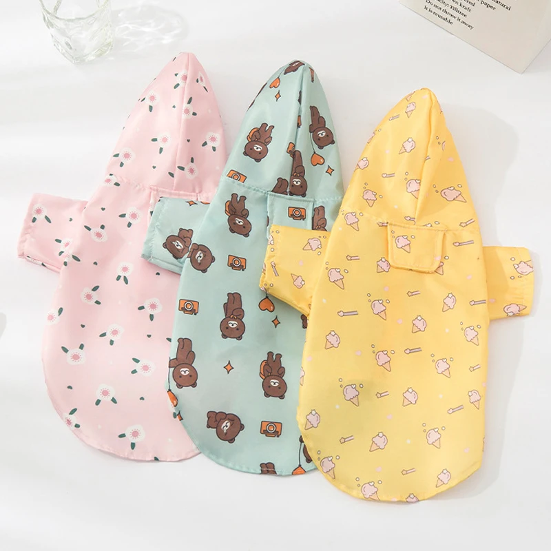Chubasquero con estampado bonito para perros, ropa impermeable para mascotas para perros pequeños y medianos, impermeable para cachorros al aire libre, chaqueta impermeable con capucha para mascotas