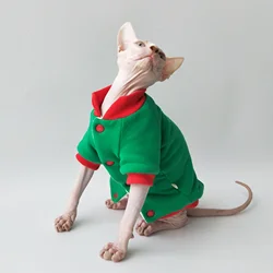 Cárdigan cálido para gato Sphynx sin pelo – Jersey de algodón con botones