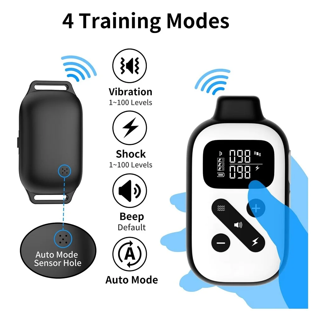 Collar de entrenamiento para perros resistente al agua IPX7, entrenamiento remoto de 2800 pies y Collar antiladridos automático, 3 modos de pitido, vibración y choque para perros de todos los tamaños - imagen 2