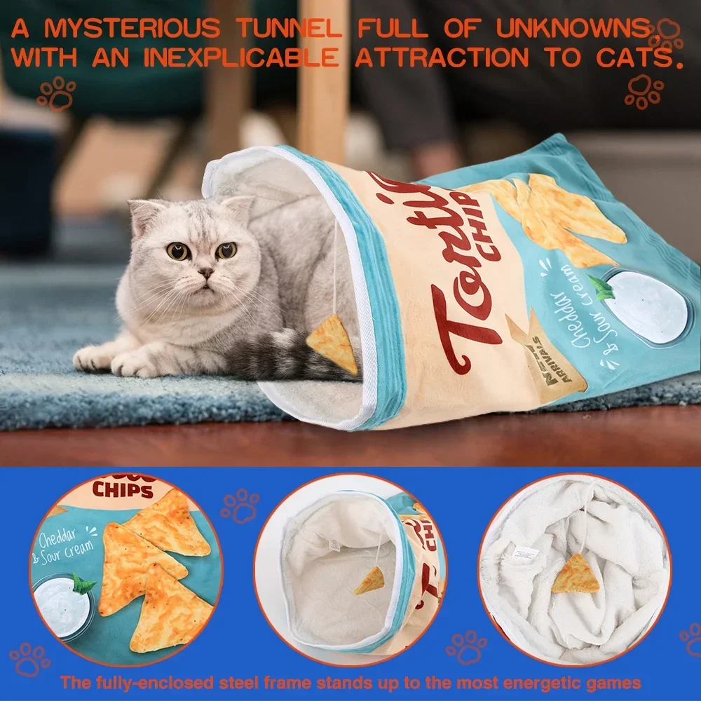 Túnel de juguete con diseño de Halloween para gatos, bolsa de perforación interactiva plegable, 6 diseños Gourmet, regalo de cumpleaños para gatos, juguete para mascotas - imagen 3