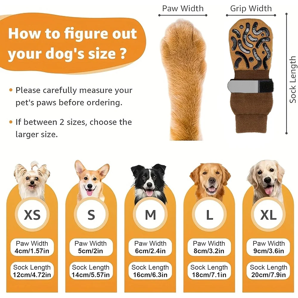Calcetines antideslizantes para perros grandes para evitar lamer patas para suelos de madera, protectores de patas, Control de tracción para perros grandes en interiores - imagen 3