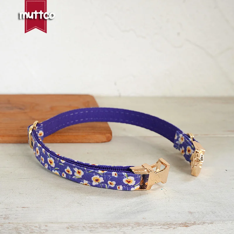 MUTTCO venta al por menor hermoso diseño de patrón de flores hecho a mano señora AZUL collar de hadas diseño único collar de gato 2 tamaños UCC173 - imagen 2
