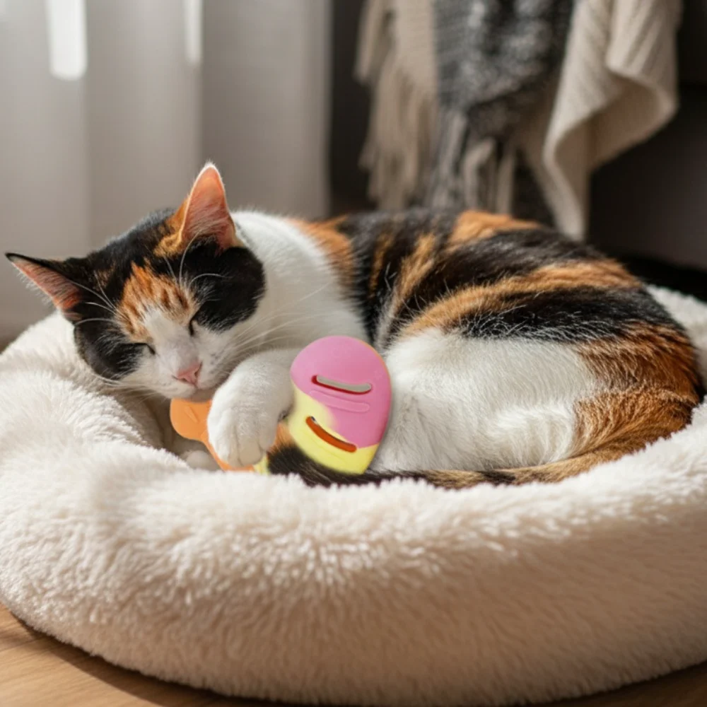 Dispensador masticable de silicona con premio de camarón para gatos - imagen 4
