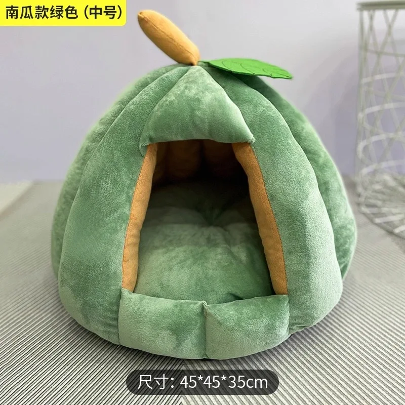 Nido para gatos de invierno, cálido, cerrado, terciopelo de conejo, casa grande gruesa, perrera para las cuatro estaciones, cojín para cama, suministros para mascotas - imagen 2