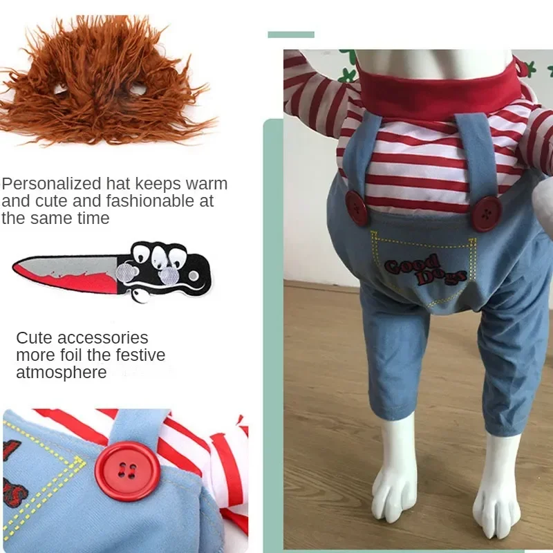 Ropa divertida para perros, disfraz de Cosplay, trajes cómicos de Halloween, conjunto de cuchillos para mascotas, ropa de fiesta para Festival de gatos y perros - imagen 5