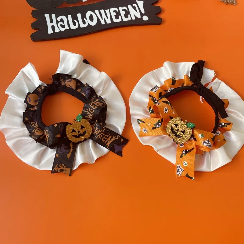 Nuevo Collar decorativo de calabaza para Halloween para mascotas, gato, perro, fantasma, Festival, bufanda para fiesta, accesorios, toalla para Saliva, productos para mascotas - imagen 3