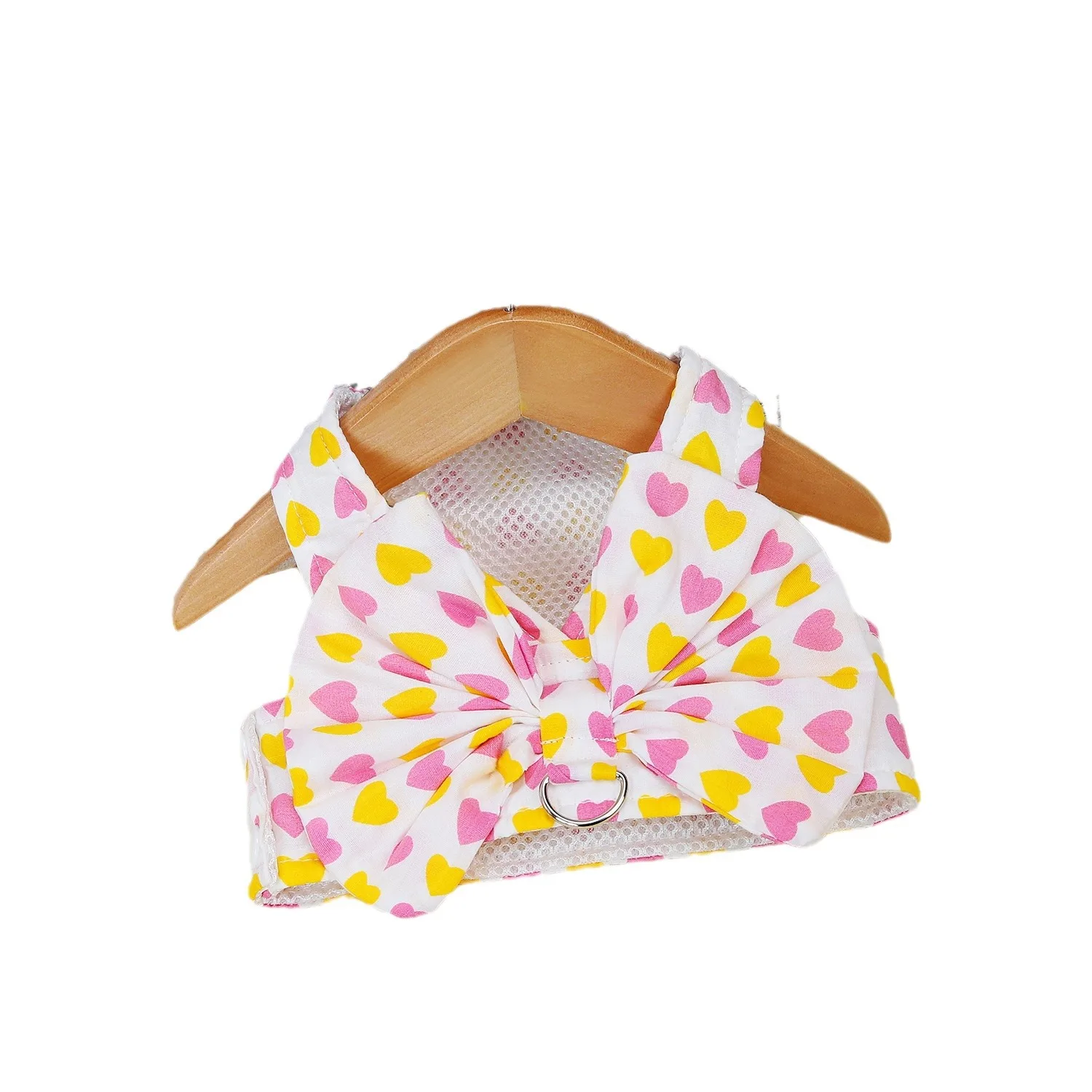 Conjunto de cuerda de tracción con lazo de amor para mascotas, ropa de primavera para perros, ropa para gatos Schnauzer de peluche, Collar para perros con pecho y espalda - imagen 5