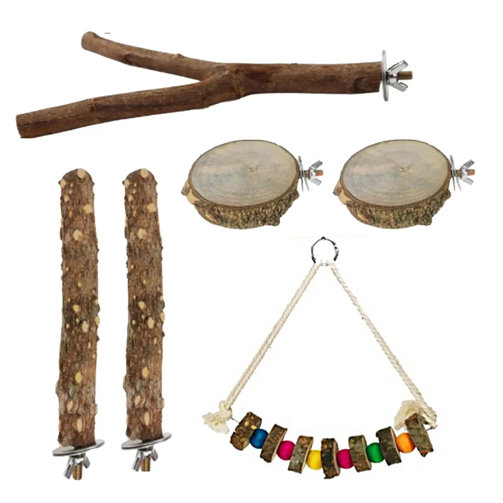 Juguetes grandes para loros, perca de rama de pájaro, parque infantil de escalada, soporte de madera, plataforma para pájaros - imagen 2