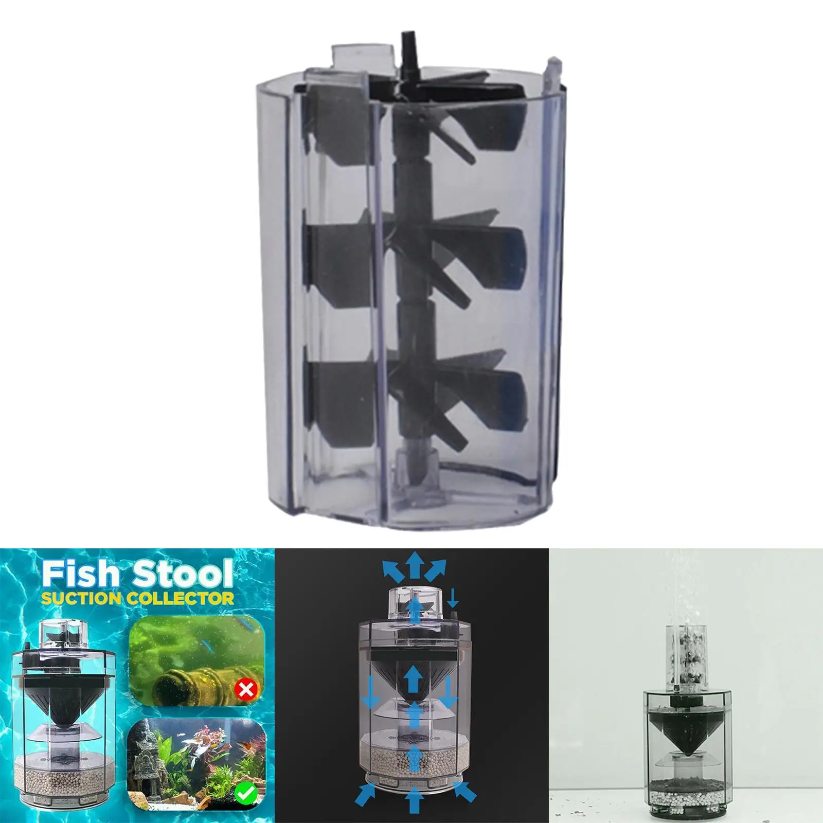 Spiral Fan Flow Promoting for Aquarium Fish Stool Suction Collector Waste - imagen 4