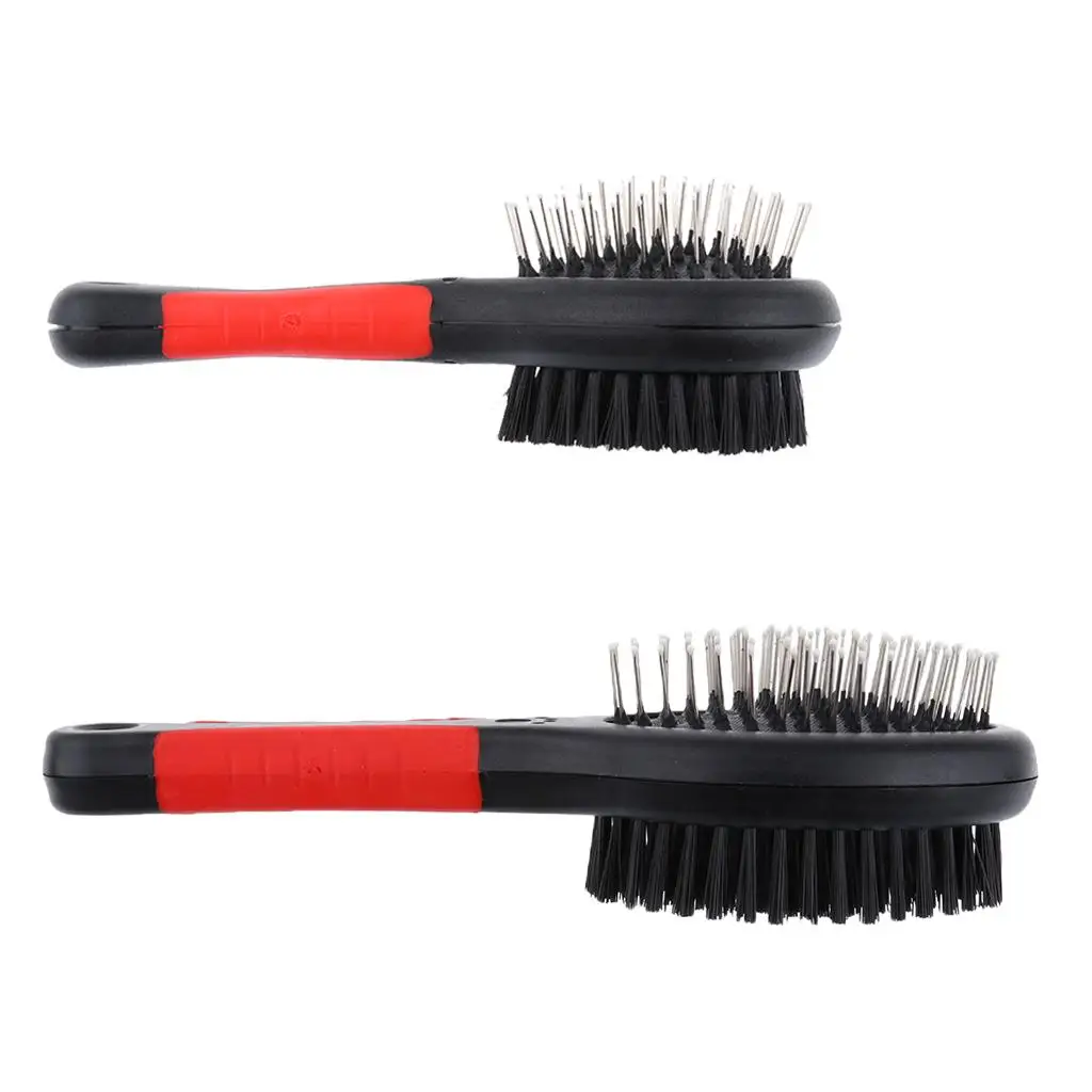 2 cepillos de pelo para mascotas de doble cara, peine de pelo para perros y gatos, cepillo rebanador, rastrillo de aseo S - imagen 3