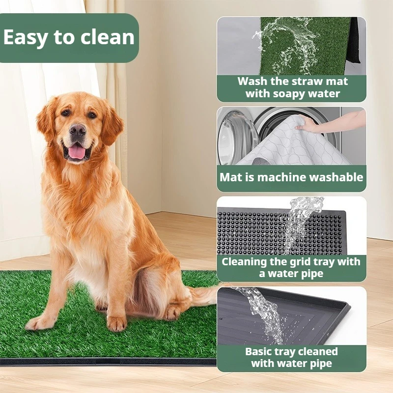 Inodoro para perros pequeños, orinal para perros con césped simulado, almohadilla extraíble para orina de mascotas, limpieza de orina antisalpicaduras, suministros para mascotas - imagen 4