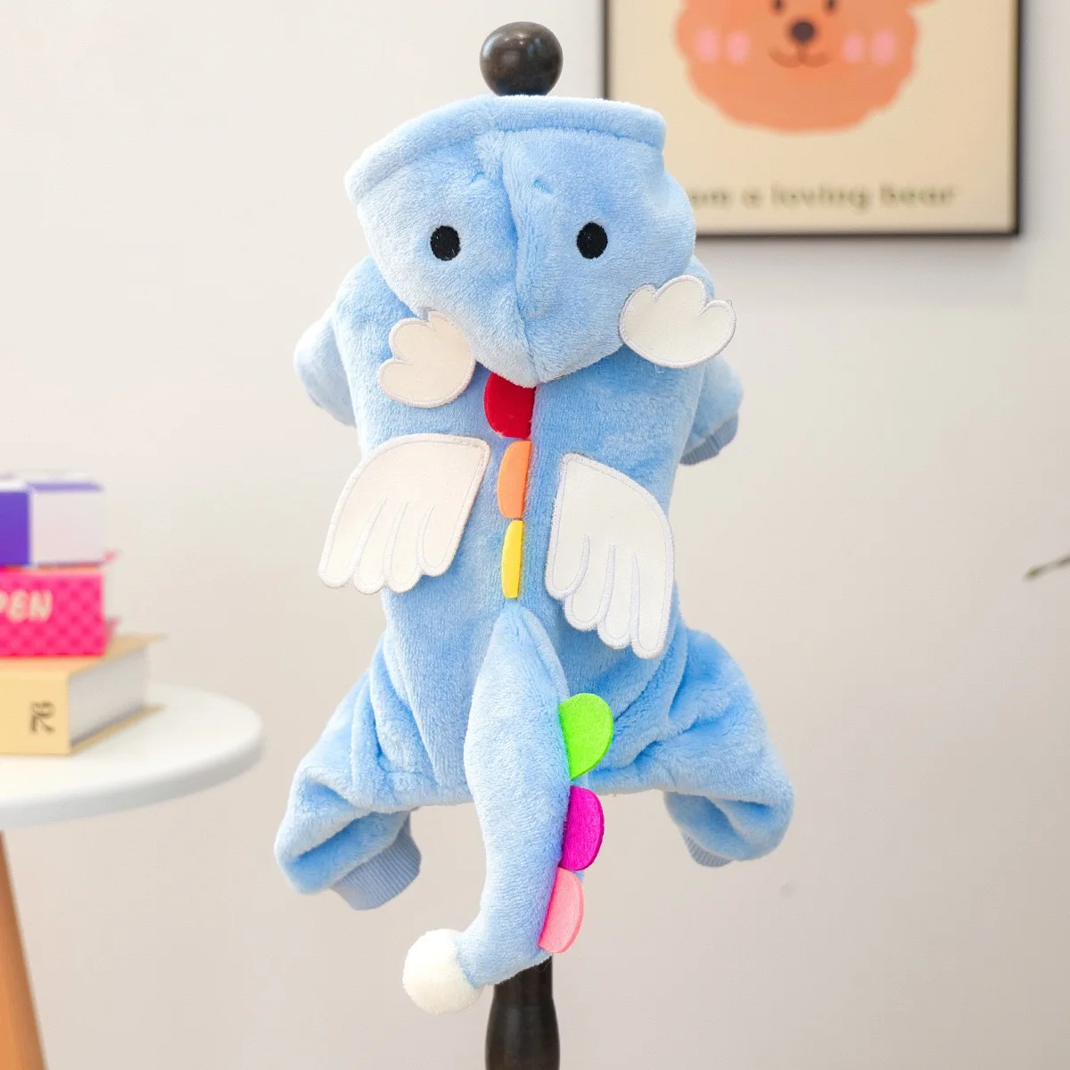 Ropa de Cosplay de dinosaurio y Ángel para Chihuahua, franela suave, sudadera para Halloween, Navidad, cachorro pequeño, monos cálidos de invierno para gatito - imagen 4