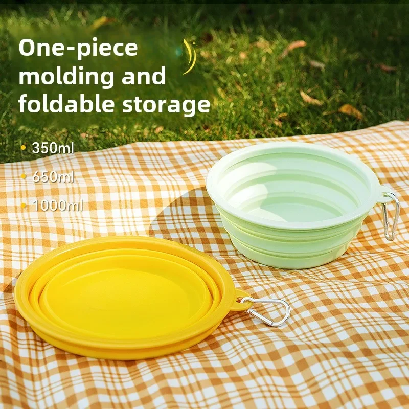 Nuevo Cuenco plegable de Color sólido para salir de perros, cuenco colgante para perros medianos y grandes para gatos y mascotas