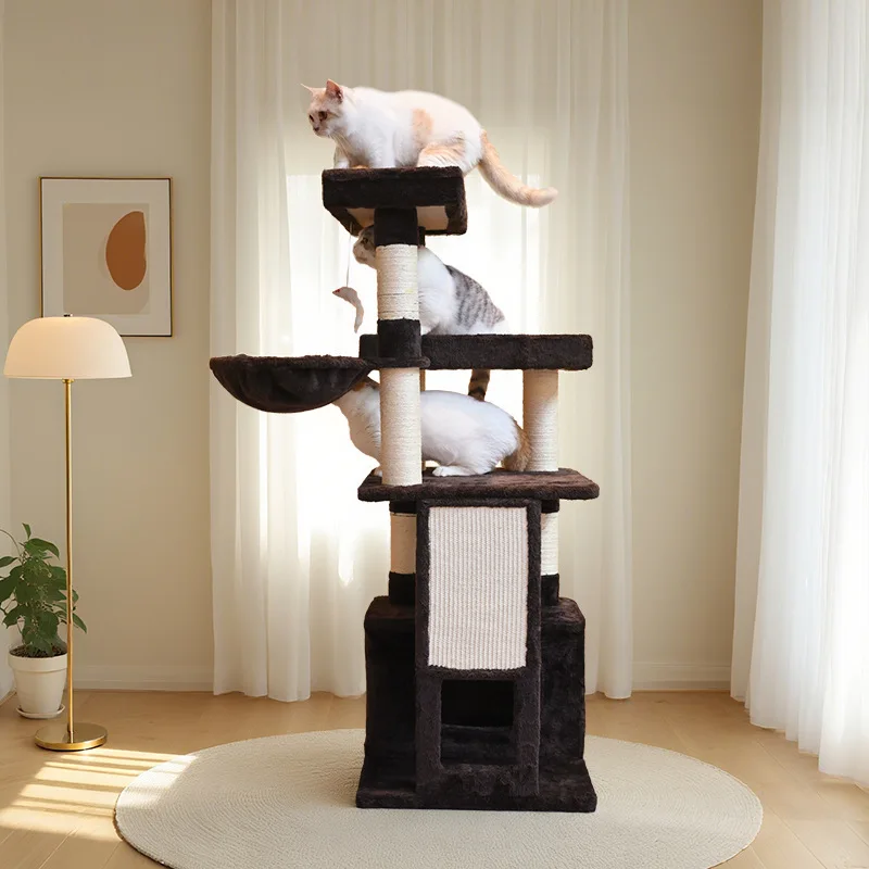 Gran Villa de lujo para mascotas de cuatro pisos, marco de escalada de Sisal para gatos, tablero rascador para gatos, productos para mascotas - imagen 3