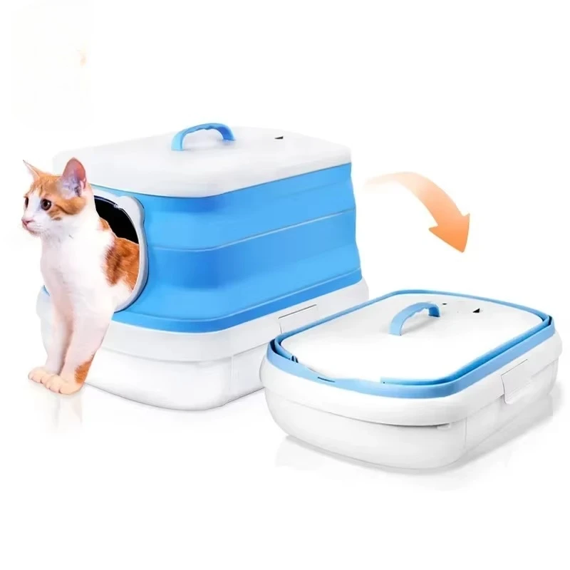 Nuevo lavabo grande totalmente cerrado para arena de gatos, suministros de limpieza plegables a prueba de salpicaduras para perros y gatos, productos para mascotas - imagen 3