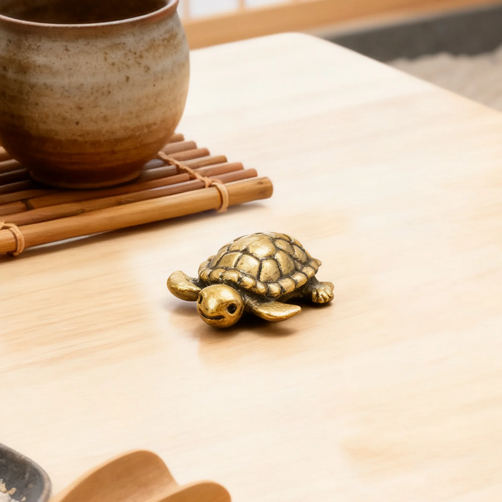 Figura de tortuga de latón, centro de mesa, adorno de colección portátil, escultura de estatua de tortuga para coche, estantería, decoración de oficina - imagen 3