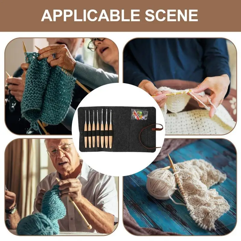 Juego de agujas de tejer de madera, juego de ganchos de ganchillo, aguja de bordado, Kit de ganchillo - imagen 5
