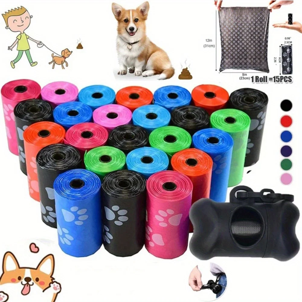 Paquete de 26 bolsas para el cuidado de perros, soporte para caca, suministros para mascotas, pañales para perros, soporte para almohadilla para orinar, productos dispensadores para orinal para mascotas, hogar
