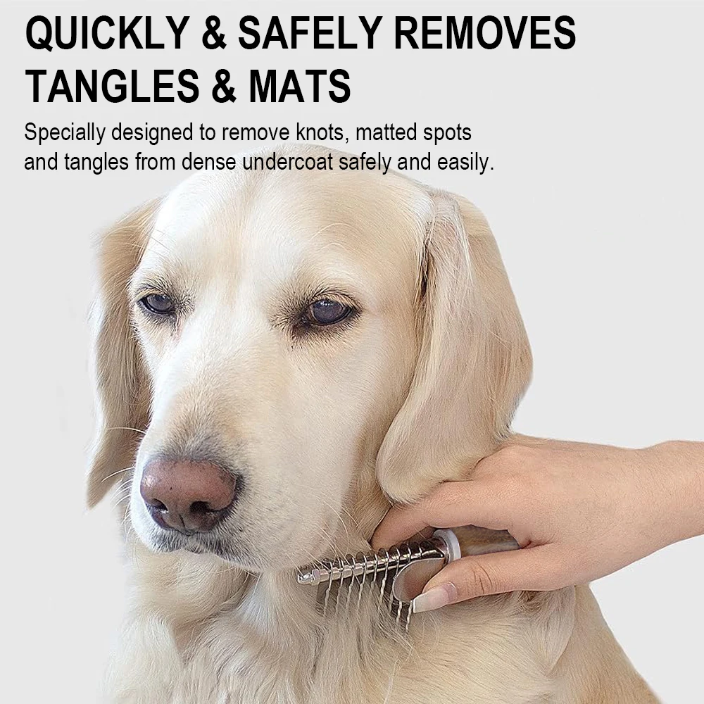 Rastrillo de pelo para mascota, herramienta de cepillo para pelo largo y corto, desenredante de perro y gato, para capa inferior mate o anudada - imagen 4
