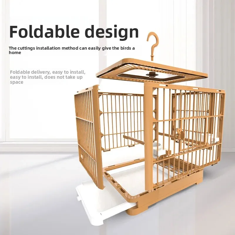 Jaula para pájaros y loros, jaula exterior portátil pequeña plegable para el hogar para pájaros pequeños, jaulas ornamentales transpirables de gran espacio - imagen 3