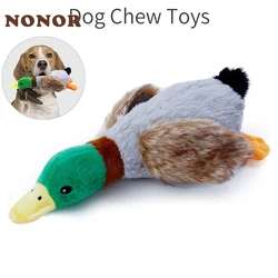 Juguete dental para perros pato chirriante de peluche antiplaca