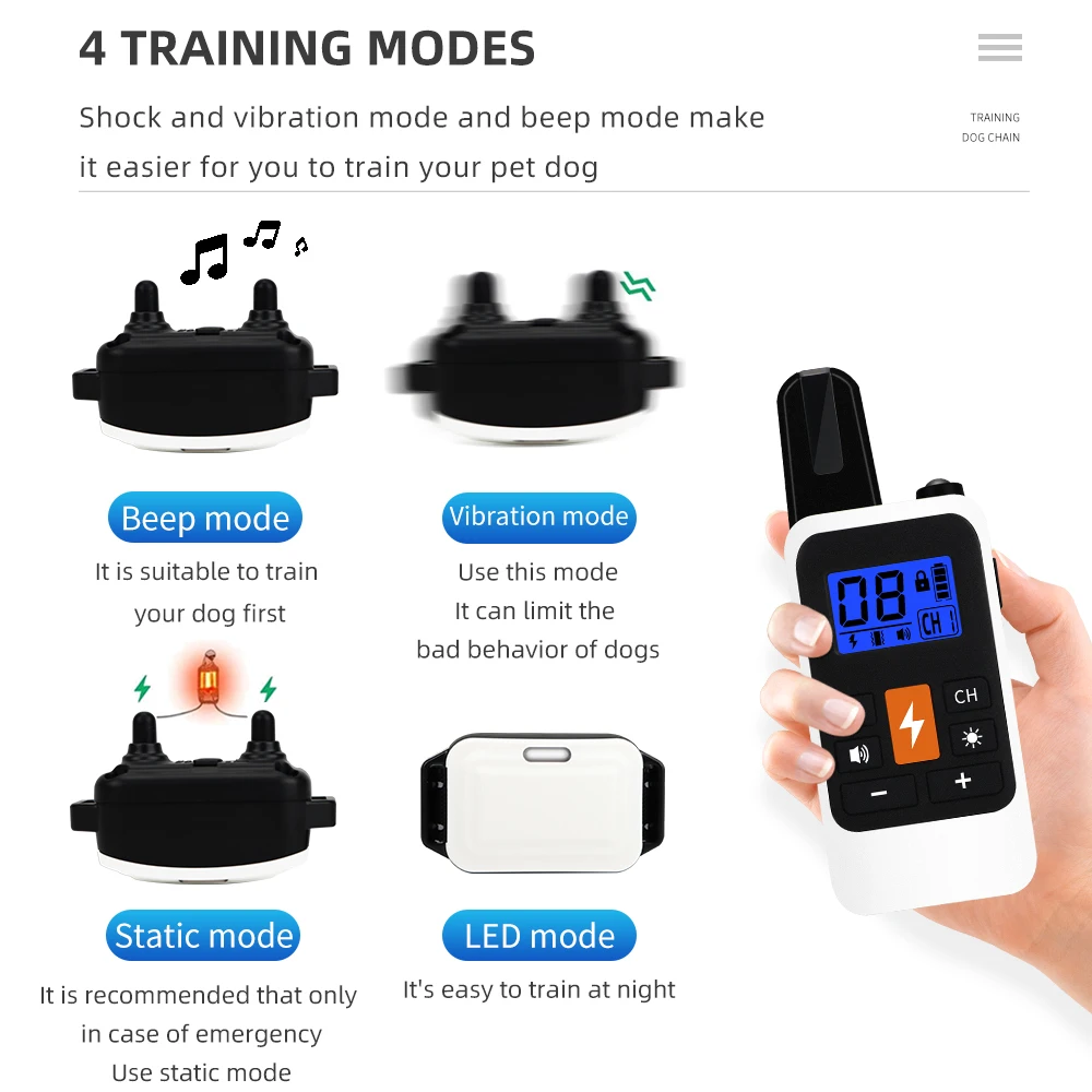 Collar de entrenamiento para perros, equipo antipuñaladas con vibración, resistente al agua, recargable, ayuda para el comportamiento de entrenamiento eléctrico - imagen 5