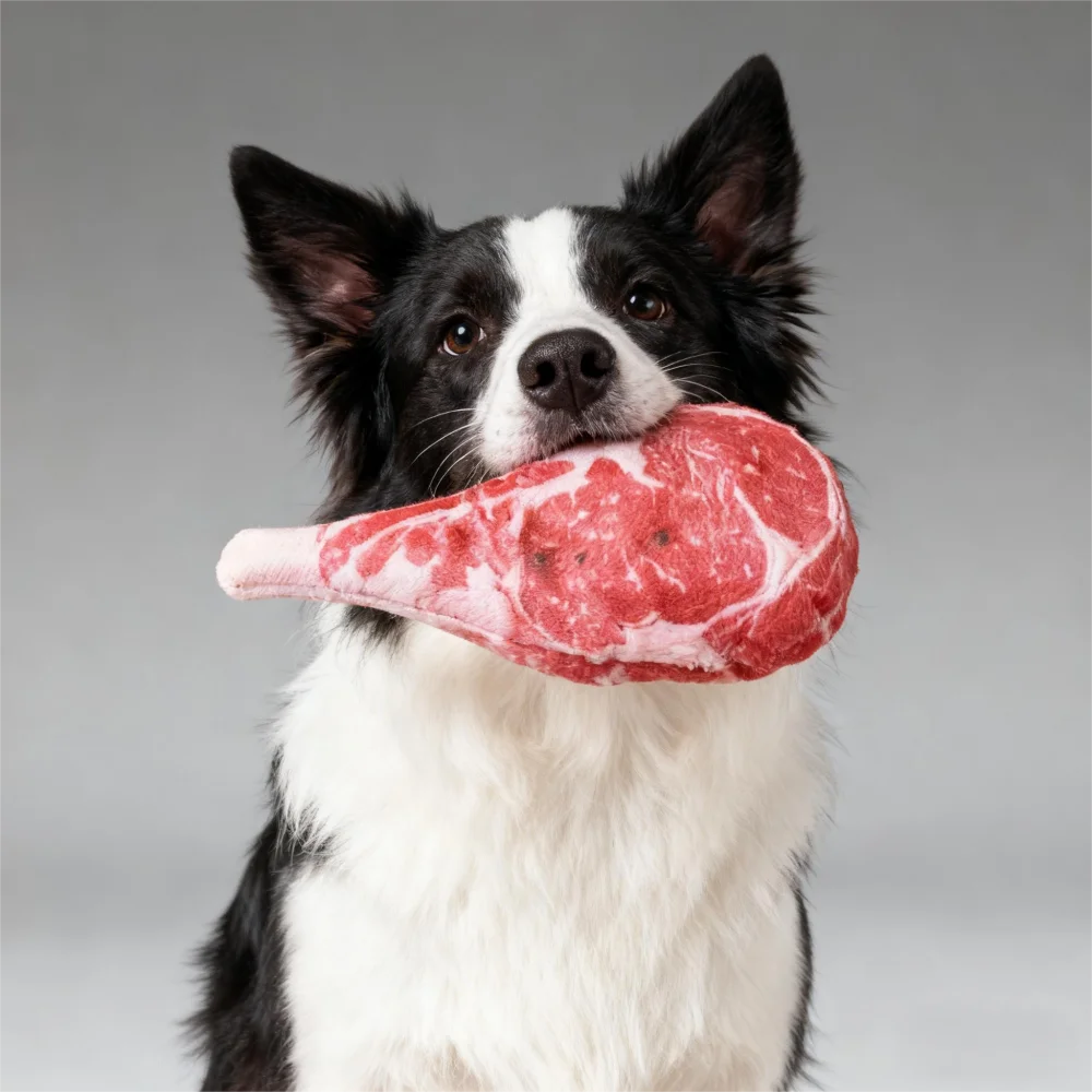 Juguetes de simulación de hueso chirriante para perros, filete resistente a mordeduras, juguete de entrenamiento para masticar perros limpios, filete suave, zanahoria, suministros para mascotas - imagen 5