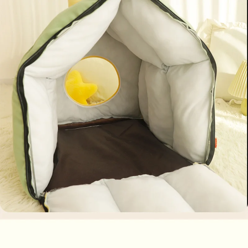 HOOPET-cama de invierno suave para gato, esterilla para perro pequeño, cesta acogedora para mascotas, cueva nido, cojín desmontable, perrera, suministros para mascotas - imagen 3