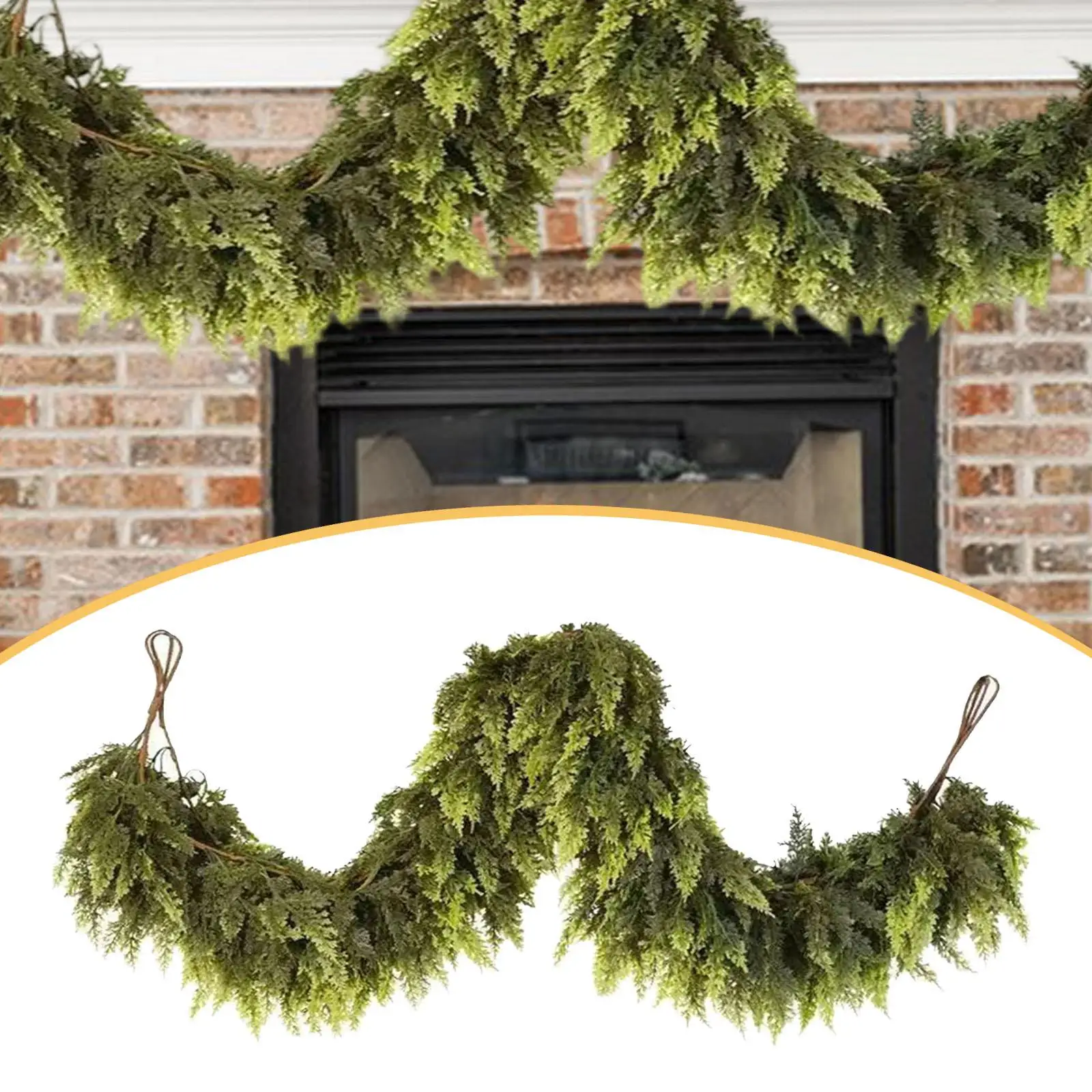 Christmas Cedar Garland Artificial Green Cypress Leaf Vine Faux Pine Garland for