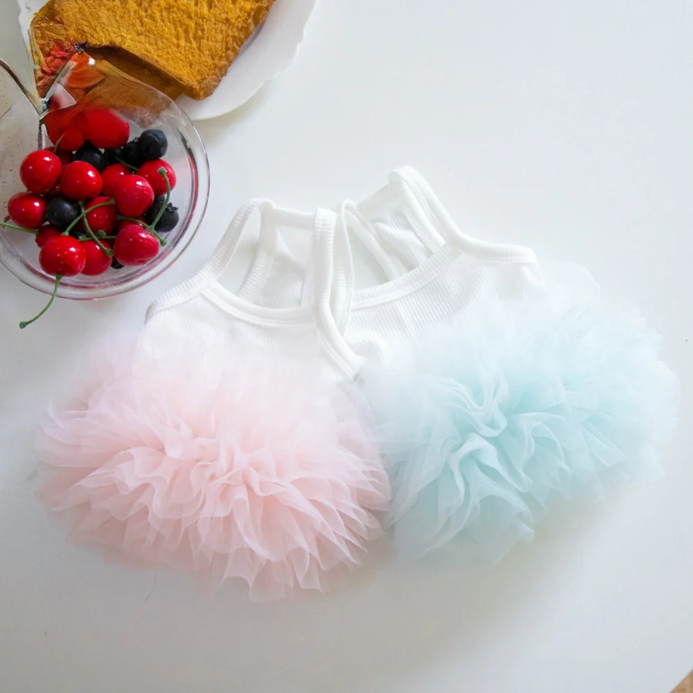 Falda acampanada con tirantes de malla para mascotas, falda tutú de capa por capa, falda de peluche para perros, ropa para mascotas, ropa para cachorros, ropa para perros pequeños - imagen 5