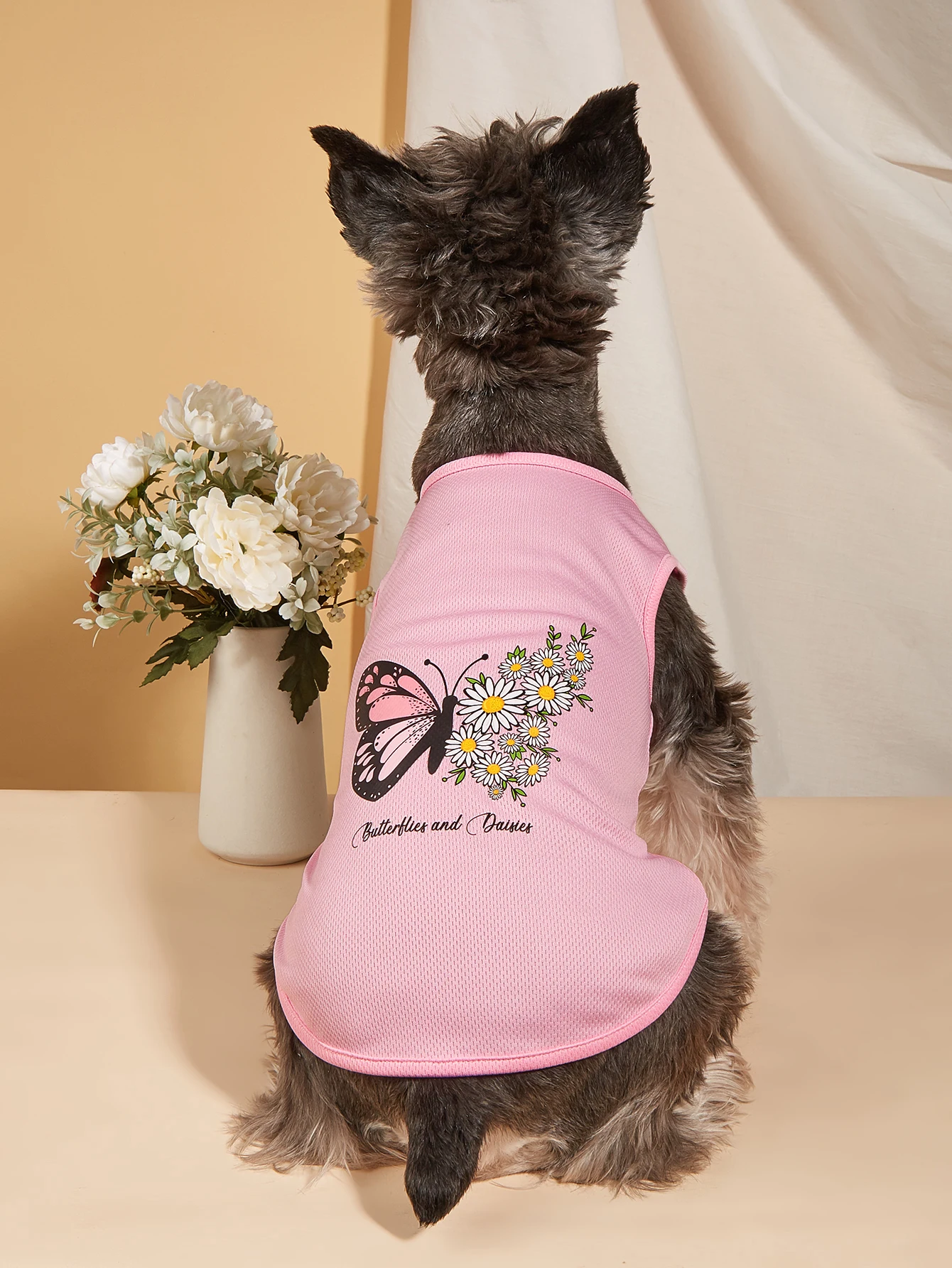 Ropa para mascotas para perro, gato, cachorro, camiseta sin mangas, abrigo con estampado floral de mariposa, sudadera cómoda, trajes para perros, ropa de tela para gatos