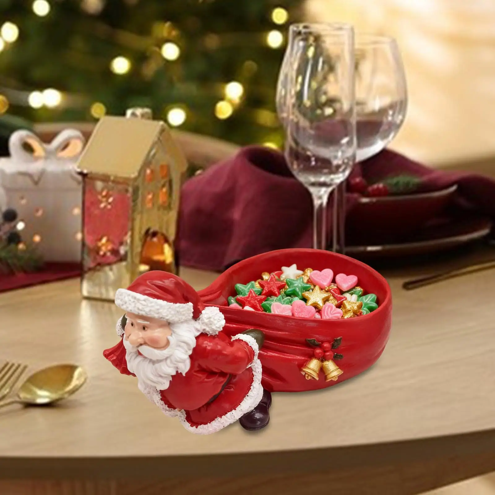 Christmas Sculpture Gift Santa Claus Statue for Desktop Bookshelf Bedroom