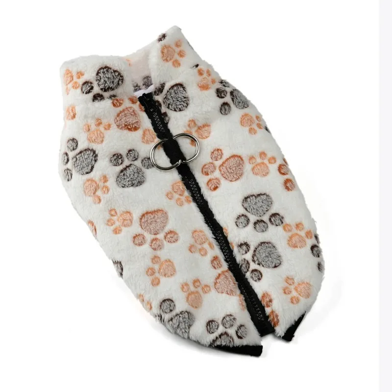 Ropa de lana para perros, chaqueta cálida de invierno para cachorros, suéter para perros pequeños y gatos, abrigo con cremallera, anillo en D, estampado bonito, trajes para mascotas Chihuahua - imagen 5