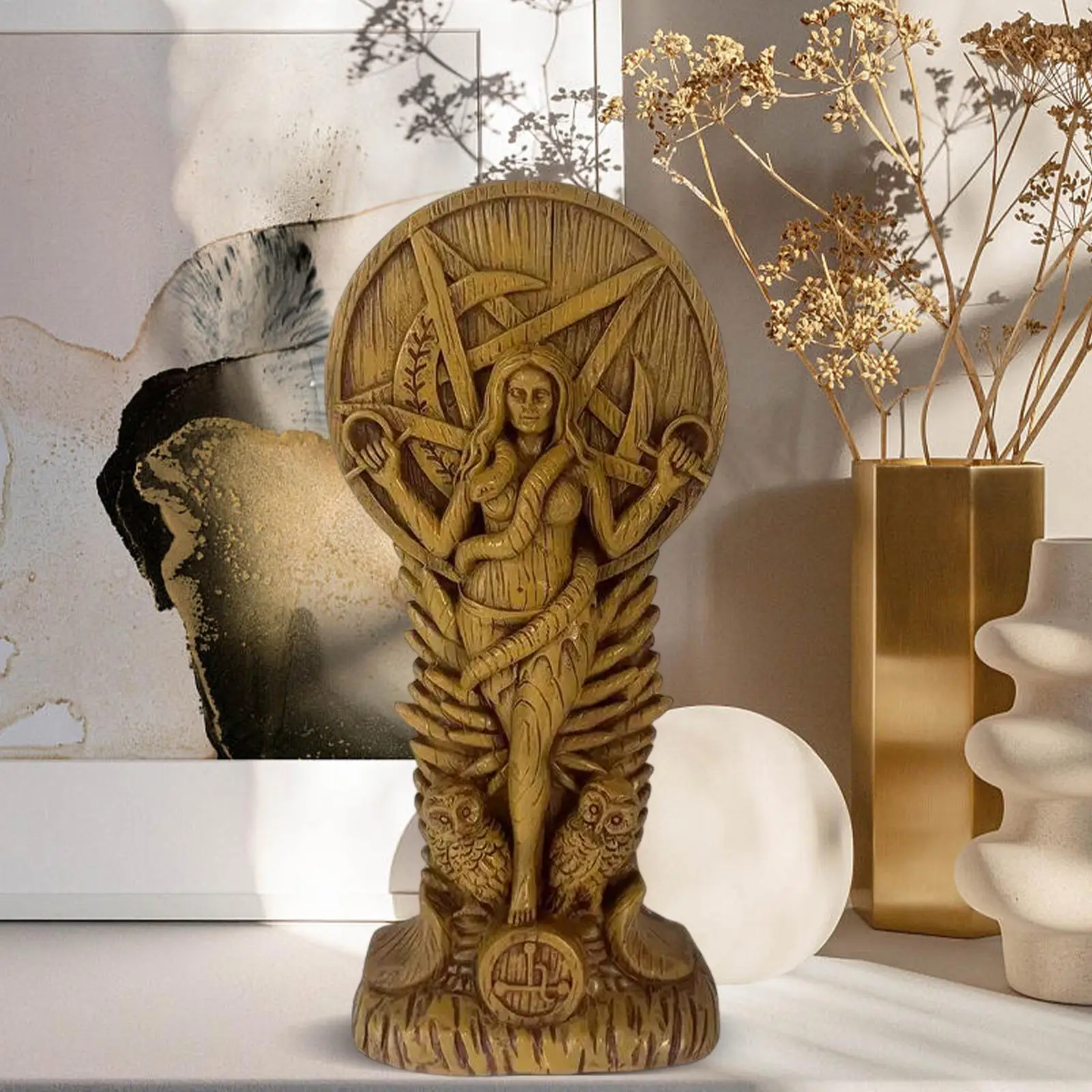 Estatua de diosa, bruja, serpiente, mujer, regalo de cumpleaños, decoración de escritorio, estatuilla de resina para estantería, entrada de Hotel, sala de estar, escritorio - imagen 4