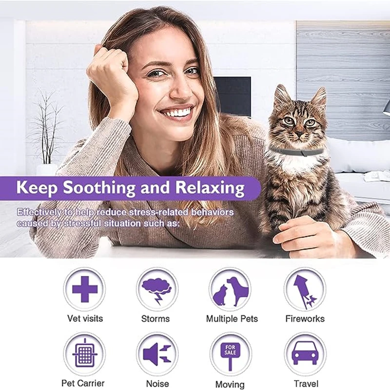 Collares calmantes de feromonas para perros, Collar cómodo ajustable para aliviar la ansiedad, accesorios para cachorros y gatitos, 3/4 Uds. - imagen 5
