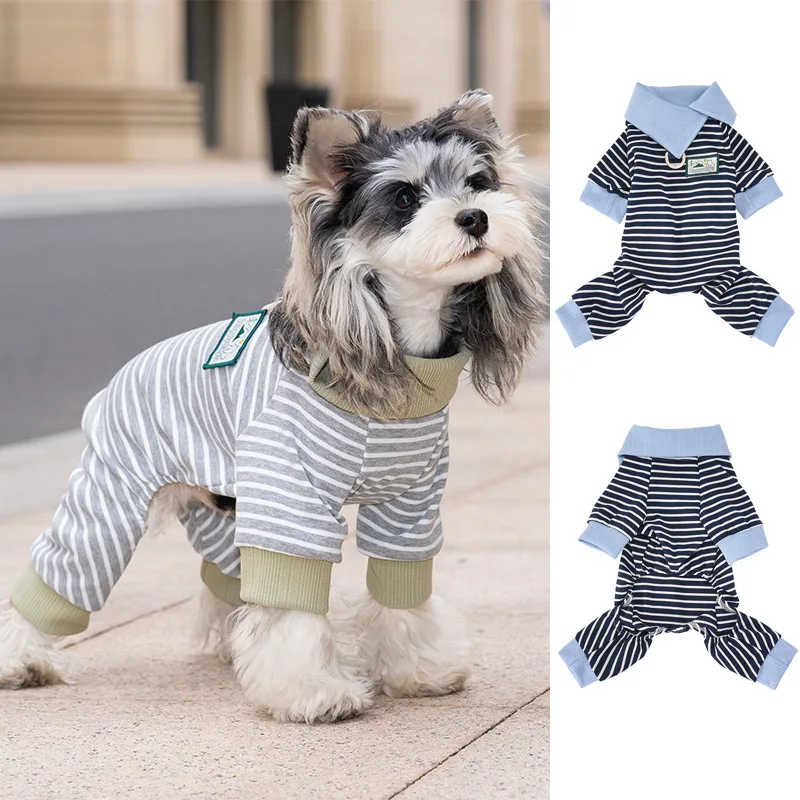 Camisa a rayas primavera transpirable para perros y gatos – Cuello camisero - imagen 4