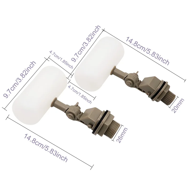 Válvula de bola flotante para tanque de agua, 1/2 pulgadas, 3/4 pulgadas, tanque de llenado automático de plástico, Control de nivel de agua, válvula humidificadora de agua para acuario - imagen 5
