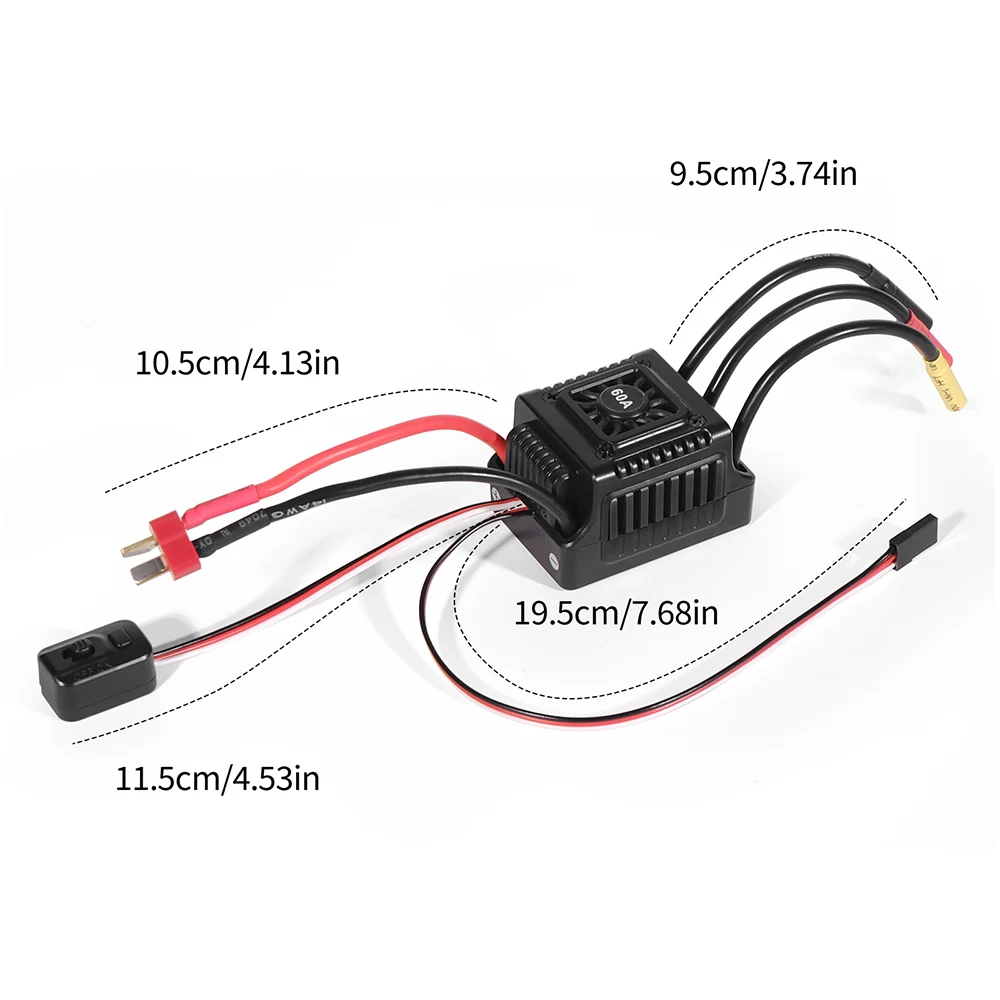 45A 60A RC ESC impermeable sin sensor sin escobillas 2-3S 5,8 V ESC sin escobillas con enchufe XT60/T para Control de tarjeta de programa de camión de coches RC - imagen 5
