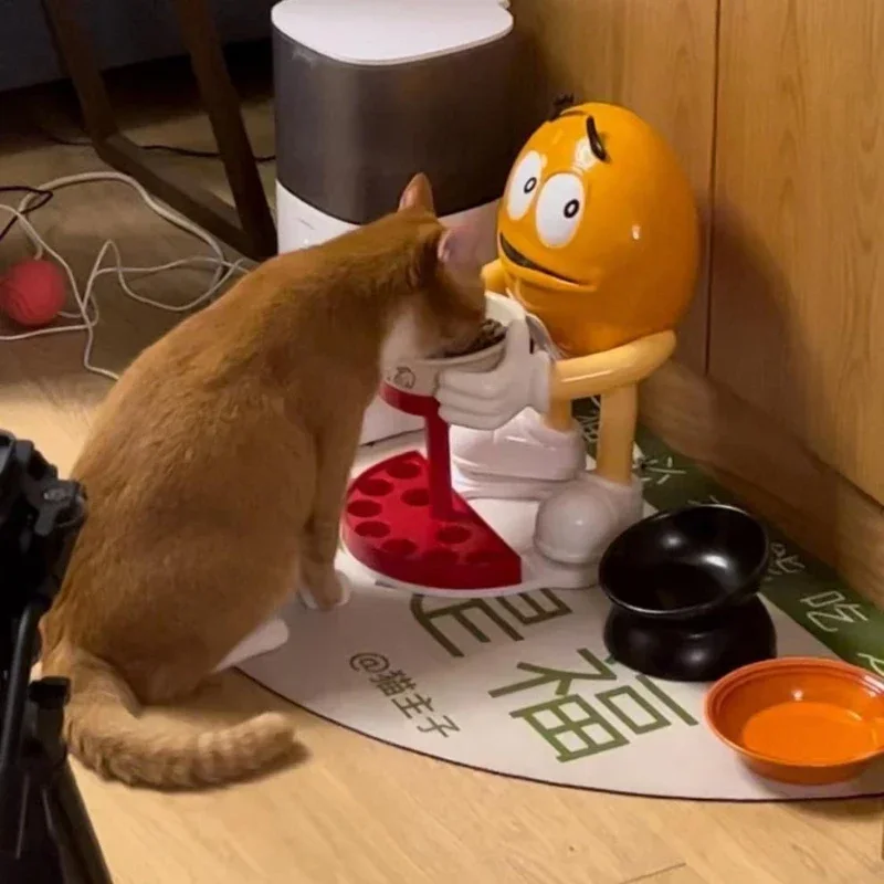 Cuenco de agua para alimentación de gatos, estatua de hombre de frijol de Chocolate M elevada, cuenco para cachorros, alimentador elevado, soporte para bebedero para gatos, adorno, suministros para mascotas - imagen 3