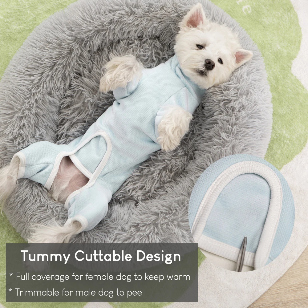 Mono de cobertura completa para perros, ropa cálida de lana para invierno, mono grueso para perros pequeños, pijama a prueba de viento con barriga cerrada - imagen 3