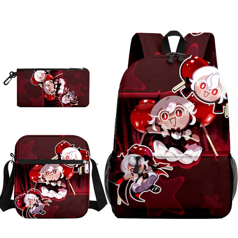 3 uds Cookie Run: mochila de galleta de leche de sombra del Reino, mochila escolar de dibujos animados, bolso de hombro para estudiantes, bolsas de almuerzo de leche de sombra, regalo - imagen 3
