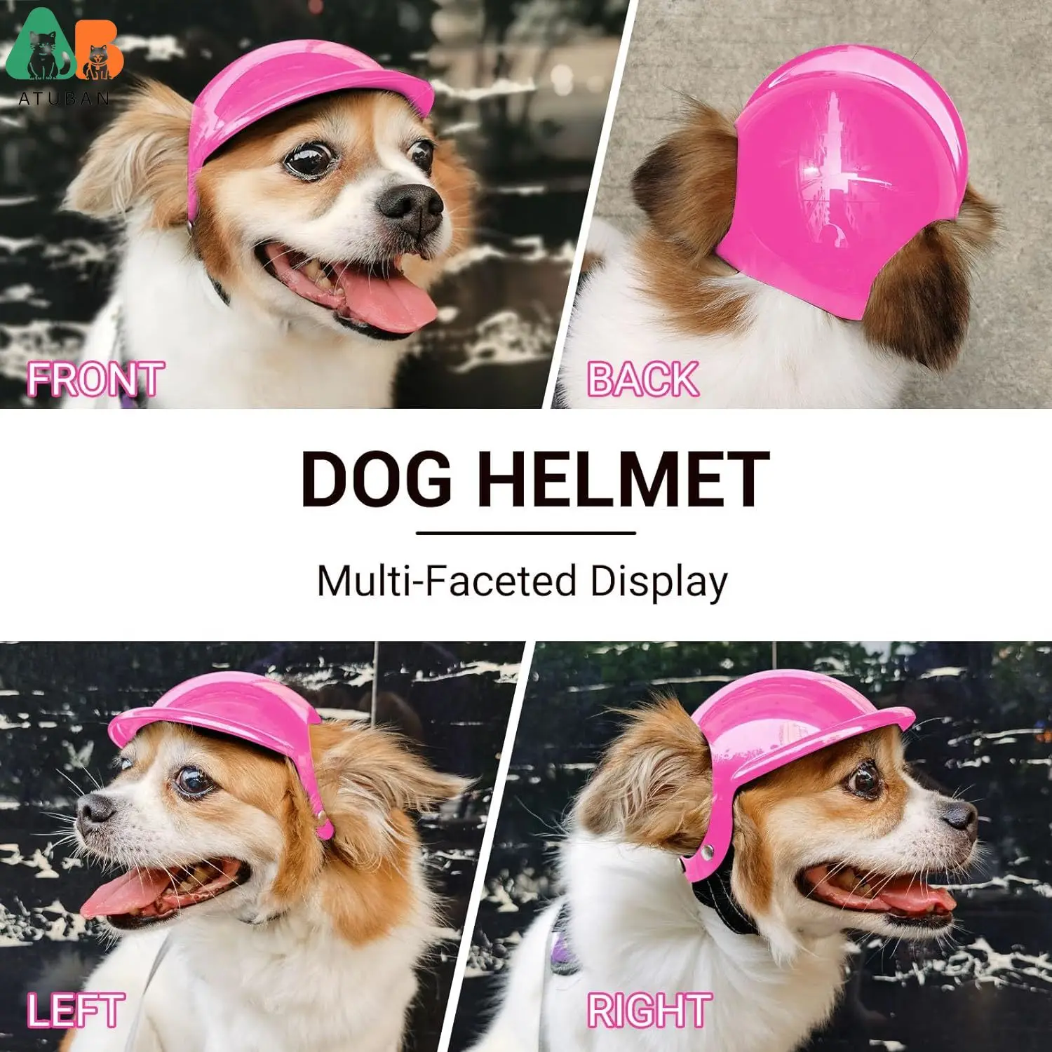 Casco con orificios para las orejas para perros pequeños, sombrero de seguridad para mascotas, correa ajustable, protección de la cabeza para ciclismo al aire libre - imagen 5