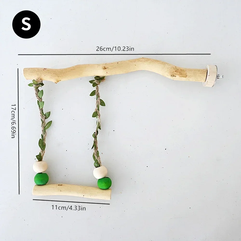 Soporte de madera para loros, columpio de doble capa, juguete para pájaro, piel de tigre, garra, pico de molienda, soporte de molienda, accesorios para jaulas de pájaros - imagen 4