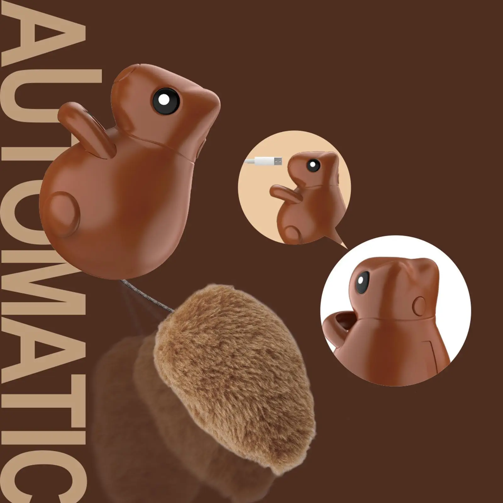 Interactive Cat Toy Squirrel Exercise Stimulation Tail Kitten Teaser Toy for Indoor Cat Adult Cats Birthday Bored Cats Chaser