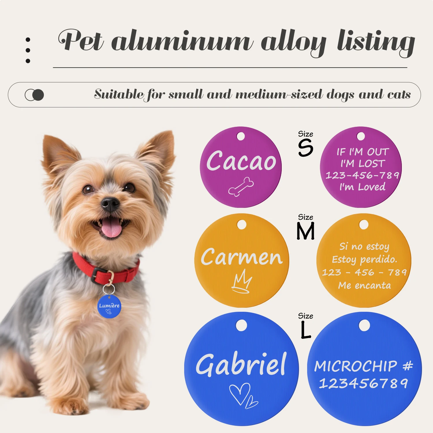 Etiqueta de identificación personalizada con diseño multicolord