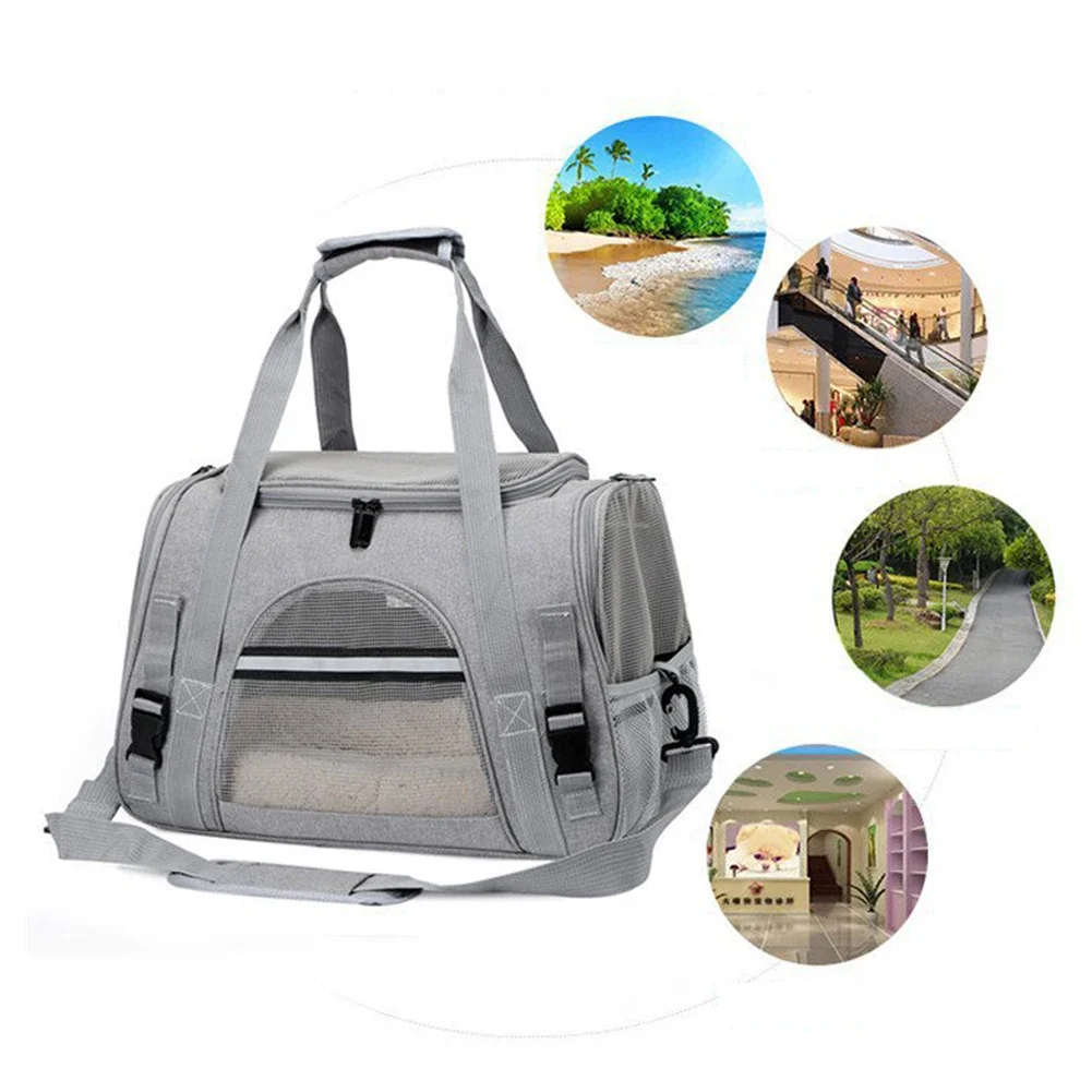 Transportadores suaves para mascotas, bolsa plegable portátil y transpirable, bolsas transportadoras para perros y gatos, bolso de viaje para mascotas con cremalleras de seguridad de bloqueo - imagen 3