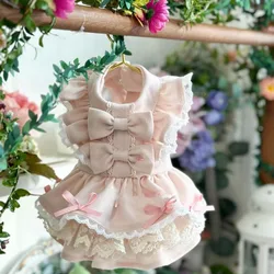 Vestido perro pequeño otoño con lazo mangas voladoras princesa
